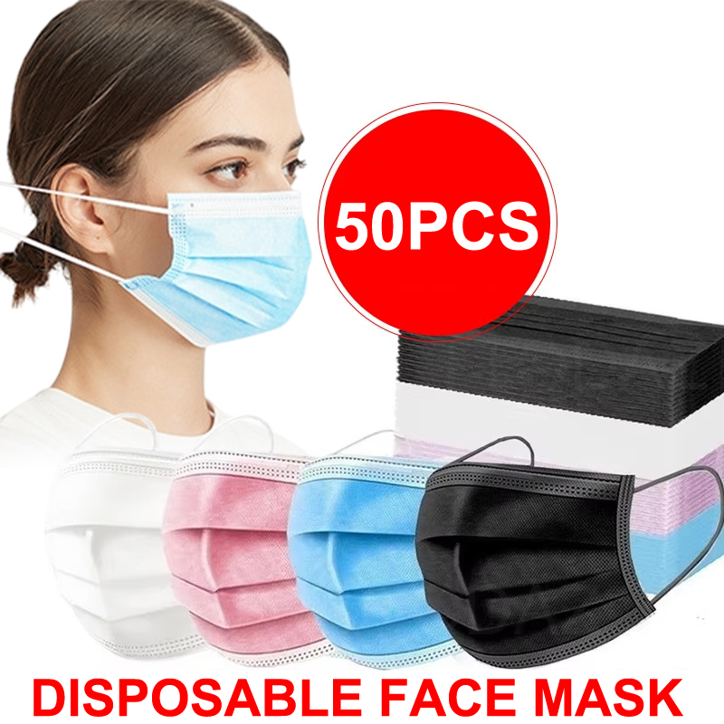 50Pcs 3-layer Mask Face Masks  – Disposable Mask Blue recenzja i cena