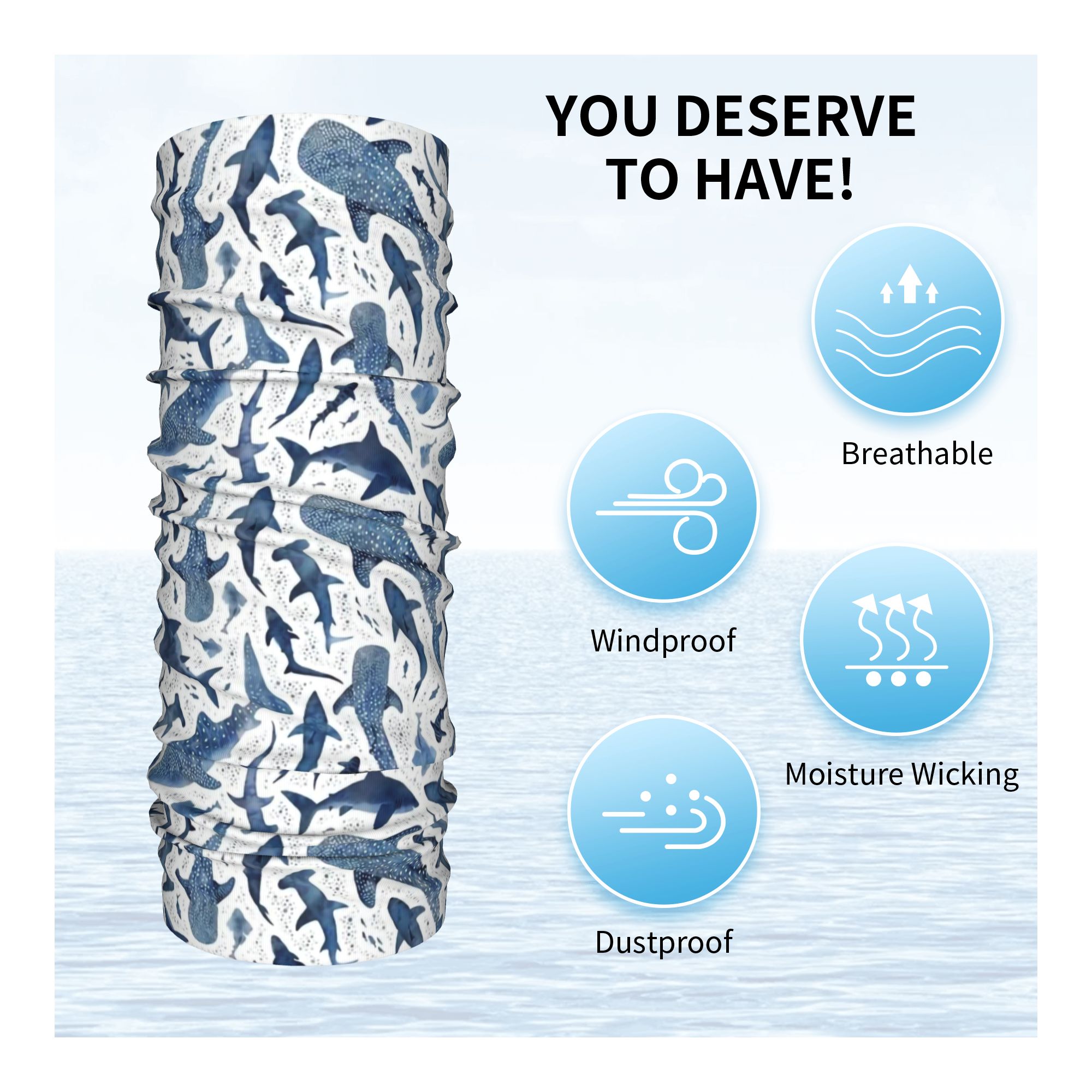 Custom Blue Watercolour Shark  – Neck Gaiter Face Cover recenzja i cena