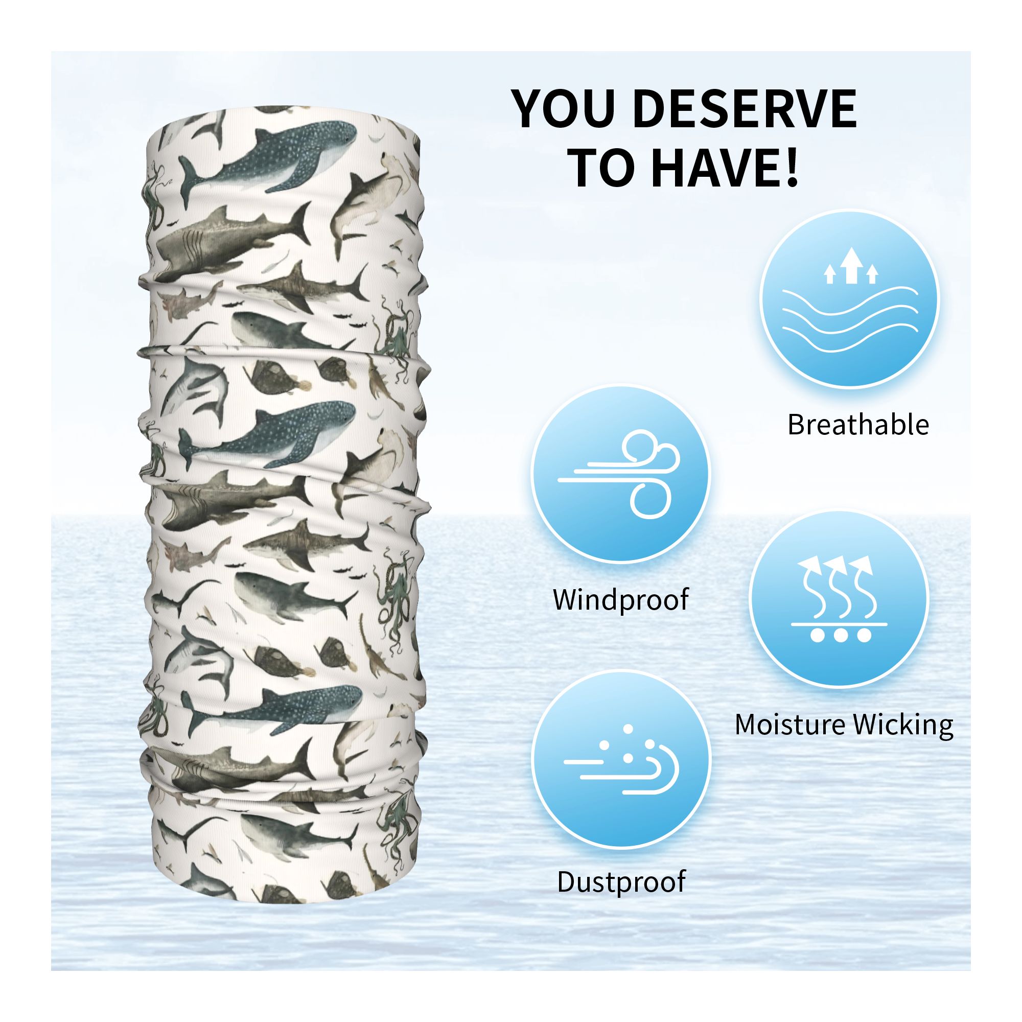 Shark Ocean Animal Sharks Band – Neck Gaiter Face Cover recenzja i cena