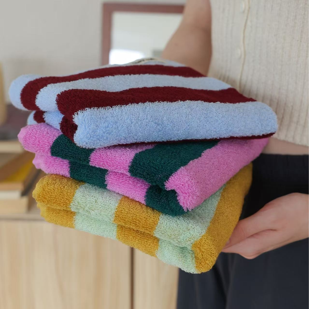 Retro Striped Pure Cotton Towe – Cloth Face Mask Washable recenzja i cena