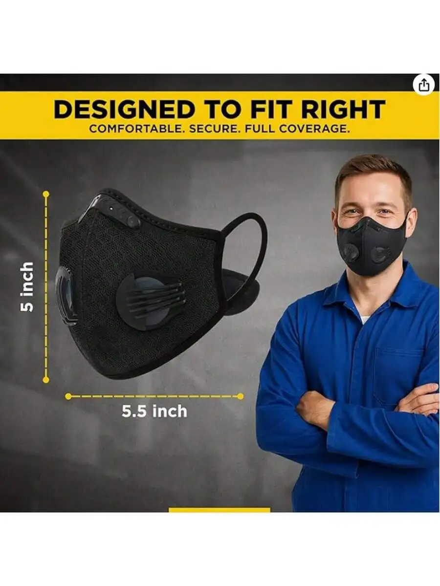 2-Pack Reusable Half Face Mask – Black Face Mask Pack recenzja i cena